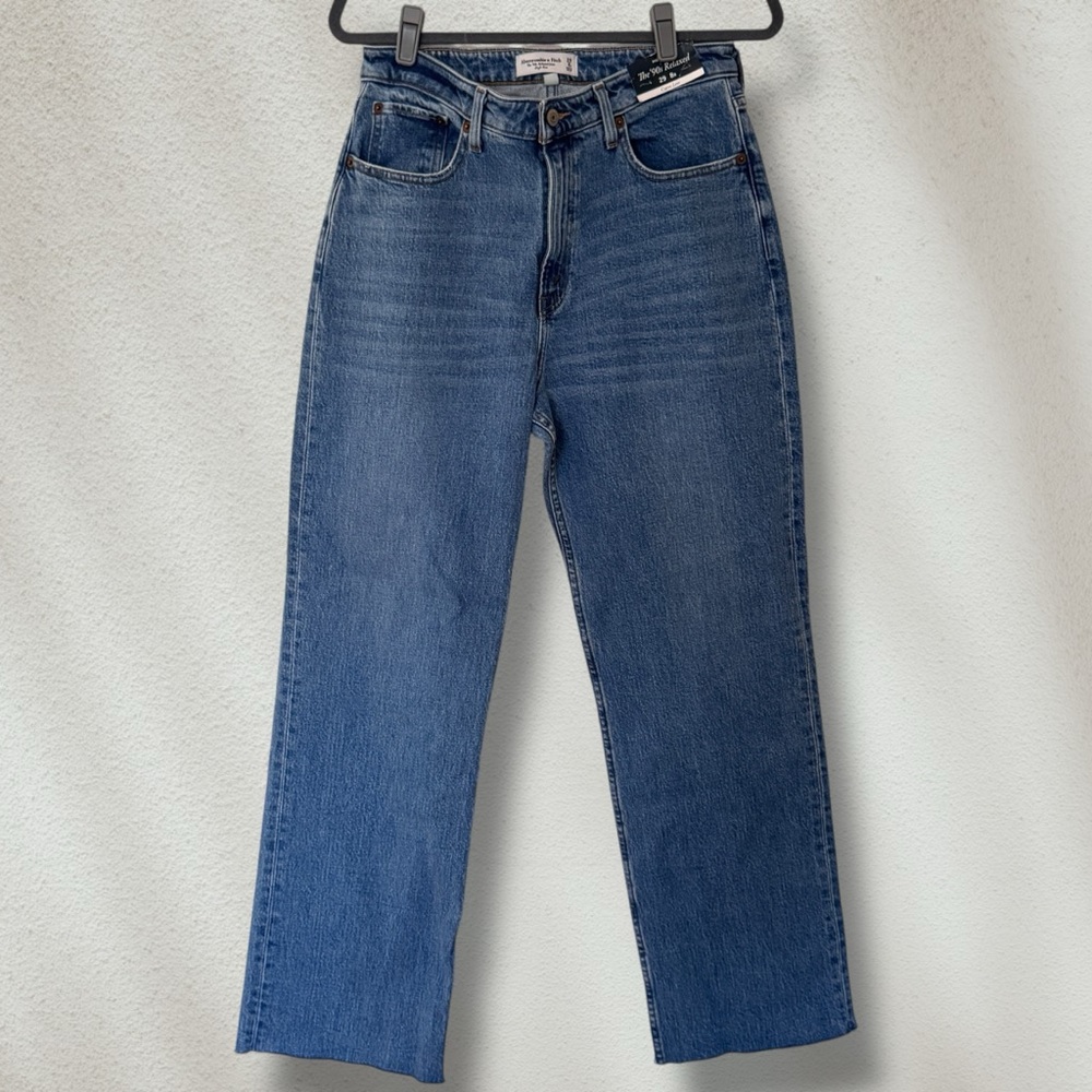Abercrombie & Fitch Mid Wash Wide Leg Jeans - Blue